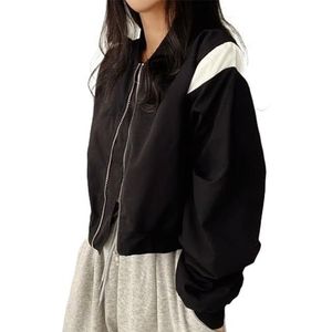 Suiting Style Trendy katoenen lichtgewicht zwarte jas voor dames - westerse kleding voor dames - cropped patchwork oversized jas, Zwart, M