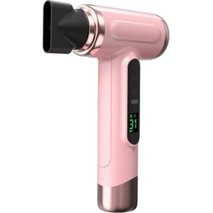 Draadloze föhn, 15000 mAh oplaadbare föhn, 3 instelbare koude en warme windstanden, reisföhn met concentrator, professionele föhn(Pink)
