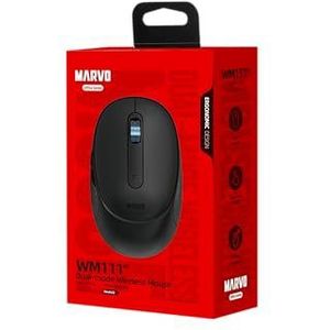 MARVO WM111-BK Draadloze Muis - Zwart - Bluetooth 5.2 & 2.4GHz - 6 Toetsen