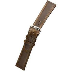 Vintage Stijl Olie Wax Lederen Horlogeband 18Mm 19Mm 20Mm 21Mm 22Mm Handgemaakte Horlogebandje Polsband Accessoires For Mannen (Color : Oilver, Size : 18mm)