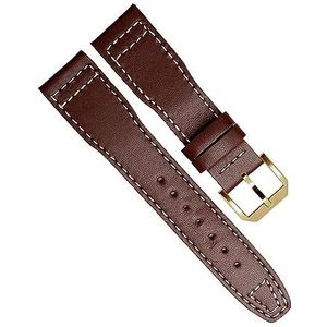 INSTR 20mm 21mm Kalf Lederen Horlogeband voor IWC Pilot Mark XVIII IW327004 IW377714 Horloge Band Bruin Zwart Mannen armband (Color : Brown White Gold, Size : 21mm)