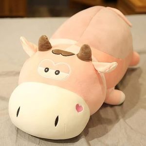 50 cm-85 cm zacht liggen koe pop knuffel schattige kleine koe pop kussen liggen kussen comfortabel kussen kamer decoratie roze 60 cm