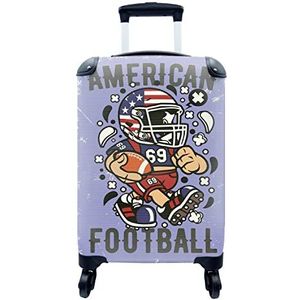 MuchoWow® Koffer - American football - Paars - Vintage - Past binnen 55x40x20 cm en 55x35x25 cm - Handbagage - Trolley - Fotokoffer - Cabin Size - Print