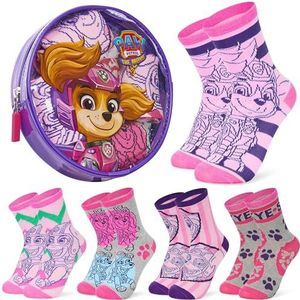 Paw Patrol Grappige ademende sokken voor meisjes, verpakking van 5 stuks, cadeau voor meisjes, paars/roze, 23-25