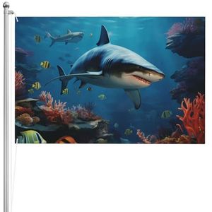 Vis haaien koraal vlag 1,2 x 1,8 m outdoor vlaggen dubbelzijdige tuin vlag feestbanner voor muurkunst binnen en buiten decoratie