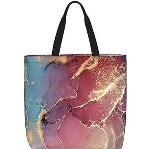 FRGMNT Tropische Ananas Print Tote Bag Voor Vrouwen, Casual Rits Tote Mode Schouder Handtas Hobo Tas Met Zakken, Marmer Textuur, Eén maat