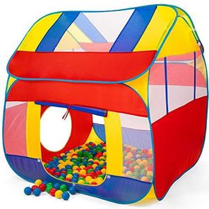 KIDUKU® ballenbak XXL + 300 ballen + opbergtas speelhuis babytent speeltent kindertent voor binnen en buiten