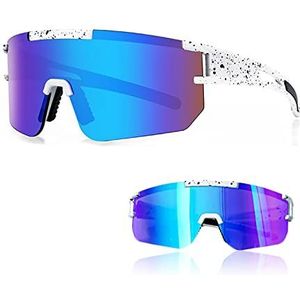 Ruikdly Fast Glasses Rave-gepolariseerde sportbril, fietsbril, heren en dames, sportzonnebril, UV400-bescherming, fietsbril, loopbril voor buitensporten, fietsen, rijden, hardlopen, golf (wit