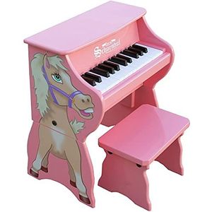 Schoenhut Pony Baby Grand Pink Piano - 25 Key Mini Piano Toetsenbord met Bank - Piano Ontwikkel Basic Speelvaardigheden en Hand-Eye Coördinatie met Tri-Play Learning System