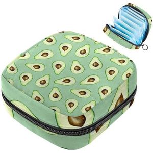 Opbergtas voor maandverband, aquarel avocado-vruchten, draagbare maandverband, inlegkruisjes, tampons, maandverband, opberghouder voor vrouwen, school, kantoor
