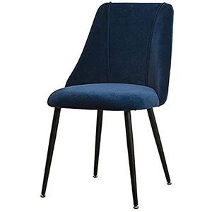 GEIRONV 1 stuks gezellige meubels Moderne eetkamerstoel, Meubel Keuken Flanel en Metal Ergonomische Bureaustoel 50 × 56 × 85cm Eetstoelen (Color : Blue)