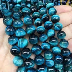 Natuursteen Blauwe Tijgeroog Kralen Ronde Losse Kralen 6 8 10 12mm Voor Sieraden Maken DIY Bedelarmband 15"" Groothandel-Blauwe Tijgeroog-12mm 31 tot 32 stuks