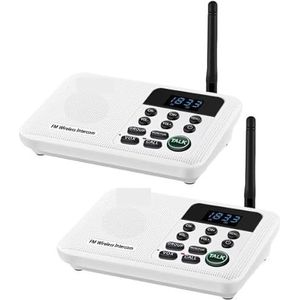 Draadloze intercoms, 22-Kanaals FM Draadloze Intercoms Thuis Huis Zakelijk Kantoren 1Mile Range Kamer naar kamer Bellen & Pratend systeem(2Unit White)