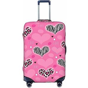 DEHIWI Pink Love Heart Bagage Cover Reizen Stofdichte Koffer Cover Rits Sluiting Koffer Protector Fit 45-70 cm Bagage, Zwart, L