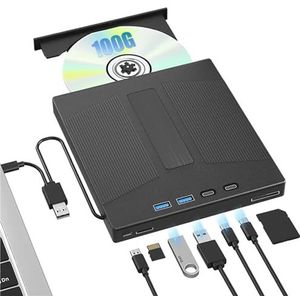 Externe Blu-ray-drive USB 3.0 BD/DVD/CD-ROM-speler/brander for laptop-pc Ondersteunt 100G-schijfoptische drives met SD/TF-kaartsleuven