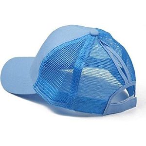 Strand hoed LLD zomer katoen mesh opening paardenstaart hoed zonnebrandcrème honkbal cap, specificatie: 无 (grijs) Britse stijl strohoed Leisure All-Match stro ha (kleur: hemelsblauw)
