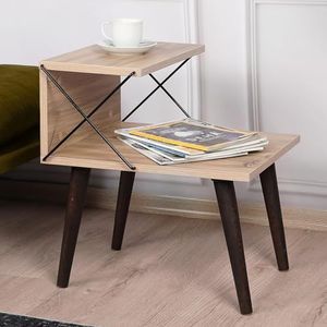 [en.casa] Bijzettafel Bergen salontafel met 1 plank 50x40x55 cm decoratieve tafel van hout met 4 poten houtkleurig