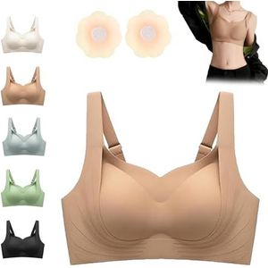 Draadloze Ondersteunende Liftbeha - Volledige Dekking, Naadloze Push-up(1pcs-khaki,XX-Large)