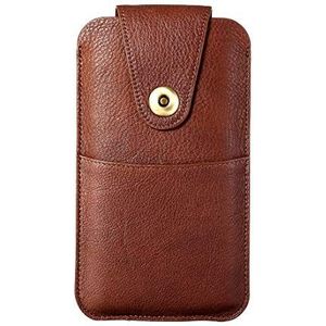Case Cover-holster Compatible with iphone11 / XR echt leder Cellphone Holster Case met Credit Card Holder, Compatible with Samsung Note10 / S10 / S20 / Samsung S5 telefoonhouder (Color : Coffee)