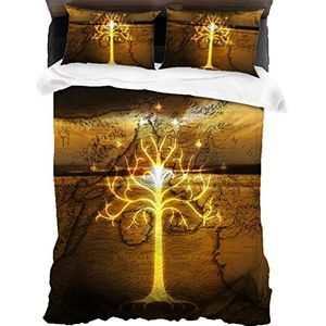 ANSSON The Lord of The Rings Beddengoed, 200 x 200 cm, The Lord of the Rings, kinderdekbedovertrek, zachte pluizige dekbedovertrekken en 2 kussenslopen (200 x 200 cm + 2 x 80 x 80 cm, ringen 1)