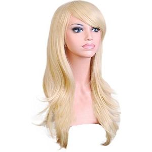 Clocolor Blonde damespruik, sexy lange krullende pruik voor cosplay, verkleedkleding