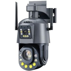 Bewakingscamera, 50X Optische Zoom 6MP IP Camera Buiten Dual Lens Tweeweg Audio Draadloos CCTV Beveiligingscamera Kleur Nachtzicht(6MP Camera Add 64GB)