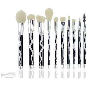 Eljjhah 7/10st Snake Shape Make-up Borstels Set Foundation Poeder Oogschaduw Contour Concealer Blush Comestic Brush Kit Beauty Tool 10 (Handvat Kleur: 10 stuks Zilver)