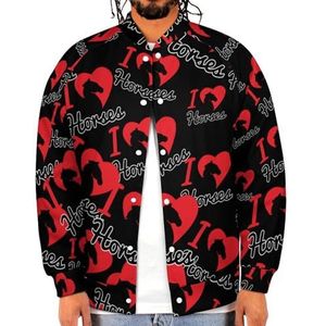I Love Horse Grappige mannen Baseball Jacket Gedrukt Jas Zachte Sweatshirt Voor Lente Herfst