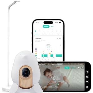 CuboAi 2025 Nieuw Model Slimme Babyfoon 3: Slaapveiligheidsmeldingen voor Bedekt Gezicht & Omrollen, 2.5K QHD Nachtzicht Camera, 2-Way Audio, Vochtigheidssensor, Slaapliedjes (Vloerstatief Set)