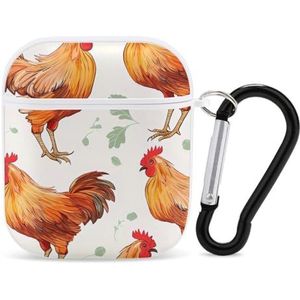 Boerderij Haan Leuke Case voor AirPods 2&1 Schokbestendige Beschermende Hoofdtelefoon Gevallen Cover Met Sleutelhanger voor Mannen Vrouwen