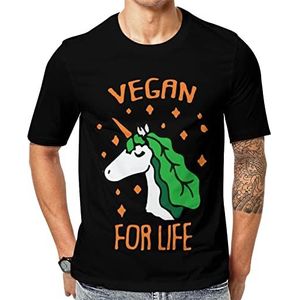 Vegan Unicorn T-shirt met korte mouwen voor heren, ronde hals, print, casual T-shirt, 5XL