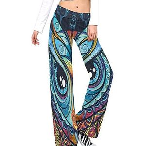 Uil met tribal ornament yogabroek voor vrouwen casual broek lounge broek trainingspak met trekkoord L