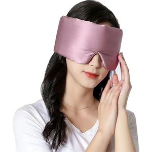 Dubbellaags zijden slaapmasker, grote oogbedekking, zachte patch voor de ogen, verduisteringsband, schaduw, reizen, ontspanning (bonenzand)