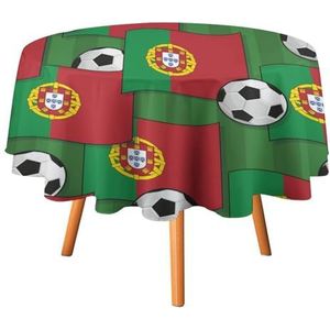 Portugal Voetbal Voetbal Patroon Rond Tafelkleed Waterdicht Tafelkleed Polyester Tafelhoes voor Dineren Buiten Feest Picknick 127 x 127 cm