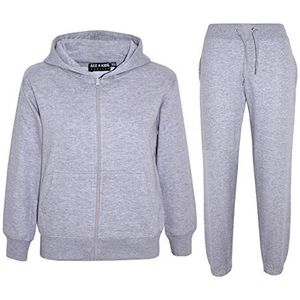 A2Z 4 Kids Kinderen Vlakte Trainingspak Capuchon Met Joggingbroeken Joggen - Plain Tracksuit Grey 5-6