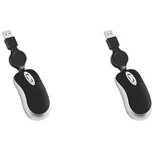 Mealoodiousmusea 2 set Computer Ultralichte Muis Mini Bedrade Kleine Hand Optische Telescopische Intrekbare Ergonomische Ontwerp Gaming Muizen voor Zwart