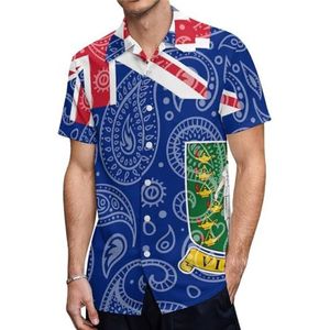 Paisley Britse Maagdeneilanden vlag heren shirts met korte mouwen casual button-down tops T-shirts Hawaiiaanse strand T-shirts M