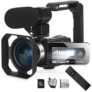 Videocamera Camcorder 4K -videocamera 4 8MP Live streaming for vlog -opname wifi touchscreen camcorder camcorder afstandsbediening digitale vlog camera met stabilisator Multifunctionele vlogcamera(64G