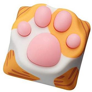 wwkeycaps Special Edition Gaming Keycaps Cherry MX keycaps, machines, toetsenbordtoetsen, kattenpoot-vorm, geschikt voor mechanisch toetsenbord (oranje/roze)