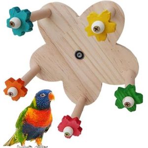 Vogelzitstokken, kooispeelgoed, rond staand speelgoed van natuurlijk hout met wiel voor papegaaien, accessoires voor vogelkooi voor kippen, hamsters, valkparkieten, parkieten, papegaaien, gerbils