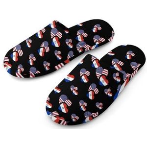 Paraguay Amerikaanse vlag volledige print dames pantoffels warme anti-slip rubberen zool huis schoenen voor indoor hotel 40-41_(9-10)