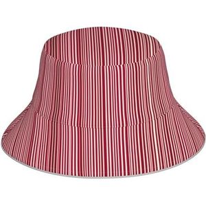 OdDdot Plaid rode en zwarte print emmer hoed strand zomer zonnehoed visser hoeden reflecterende strip zonnehoed voor vrouwen mannen, Geruit rood en zwart, Eén Maat