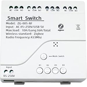 4CH Zigbee Smart Light Switch Module AC 85-250V RF433 Ontvangen 10A Relais Werk met Assistent, Tuya Smart Life