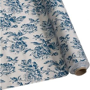 DéVa Wasdoek tafelkleed rozen wit/blauw, 1,4 m breedte (per strekkende meter) - PVC tafelzeil, voor binnen en buiten tafelkleed