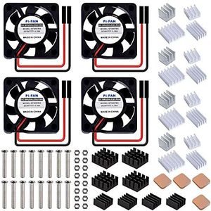 GeeekPi Raspberry Pi ventilator 30 x 30 x 7 mm DC 5V borstelloze CPU-ventilator met Raspberry Pi koellichaam voor Raspberry Pi 3/2 model B, Raspberry Pi 4 model B, 3B + en NESPI CASE Plus (4 stuks)