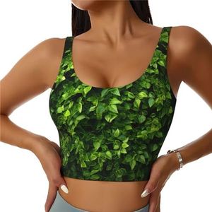 YQTGBCED Leaves Wall Print Gewatteerde tanktops met ingebouwde beha, perfect voor yoga, training en hardlopen, Zwart, S