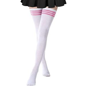 DRESHOW Extra lange dijkousen Lange laarskousen Gestreepte overkniekousen voor dames Katoenen beenwarmers