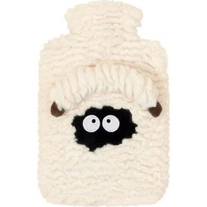 Grote warmwaterkruik met pluche overtrek voor het opwarmen van de handen en warm houden; pvc-watervulling (wit)