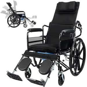 PA-DABAOO Langende Rolstoel, Lichtgewicht Koolstofstalen Vouwrolstoel, Lichtgewicht Sporten Liggende Rolstoel Met Commode En Verwijderbare Hoofdsteun,A