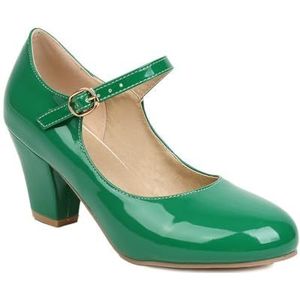 BGFCDFGV Mary Jane schoenen, dikke hakken met hoge hakken, snoepkleurige dames singles schoenen,Groen,34 EU